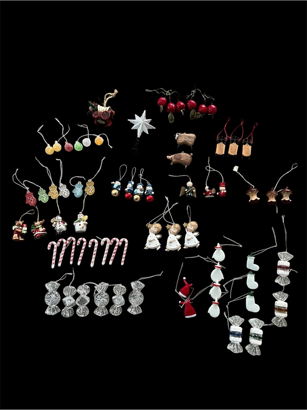 Lot of 69 Assorted Miniature Christmas Tree Ornaments